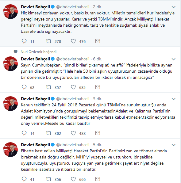Bahçeli'den Erdoğan'a af tepkisi!