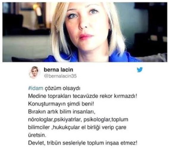 Berna Laçin 'Medine' tweetini eleştirenleri mahkemeye verecek