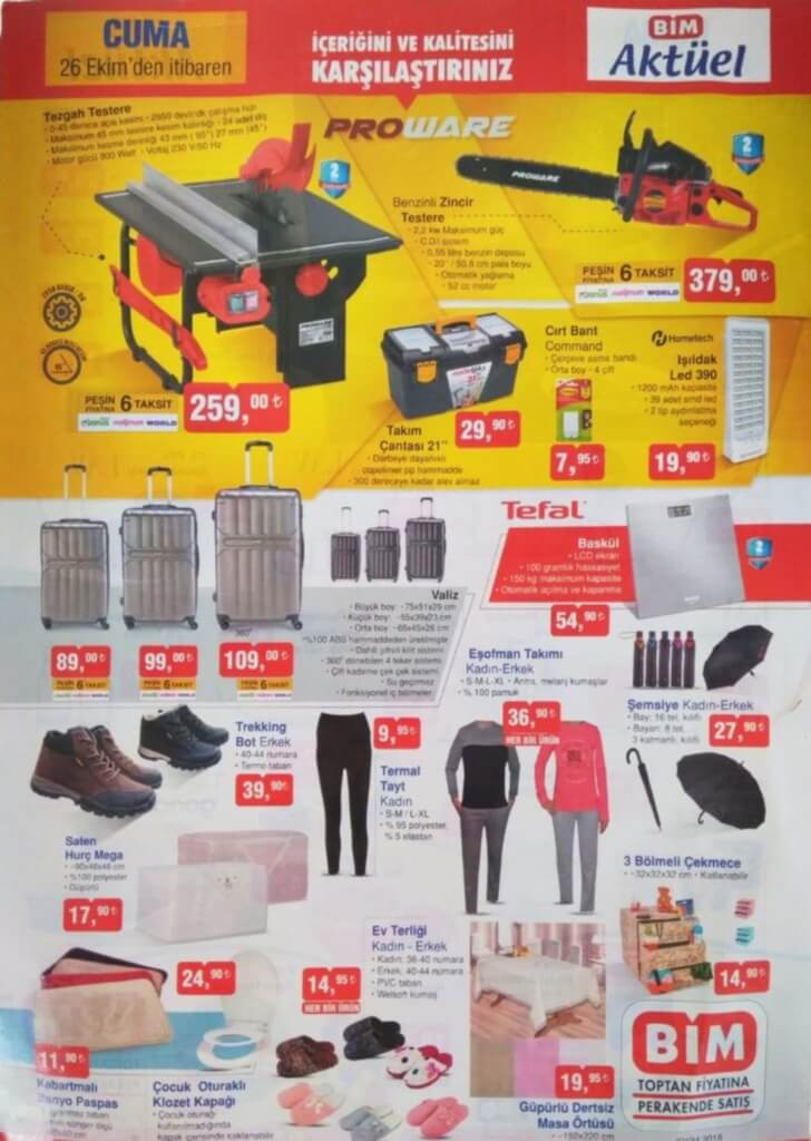 BİM 26-31 Ekim aktüel ürünlerde bu hafta ne var? BİM'de bu hafta neler var?