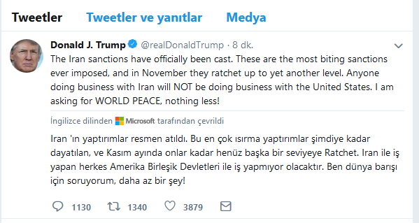 ABD Başkanı Trump: İran'la iş yapan ABd ile yapamayacak