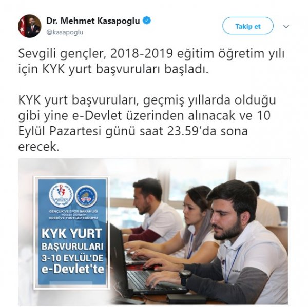 KYK yurt başvuruları başladı