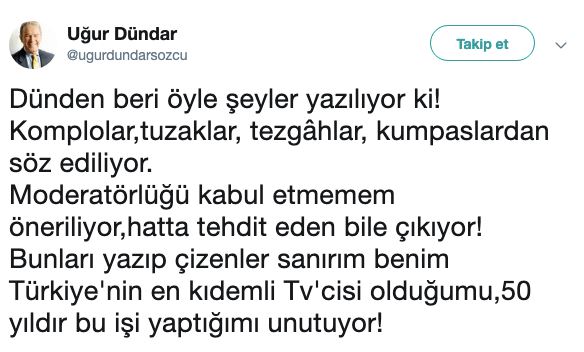 Ortak yayını yönetmek için Binali Yıldırım'ın istediği Uğur Dündar, tehdit edildiğini açıkladı!