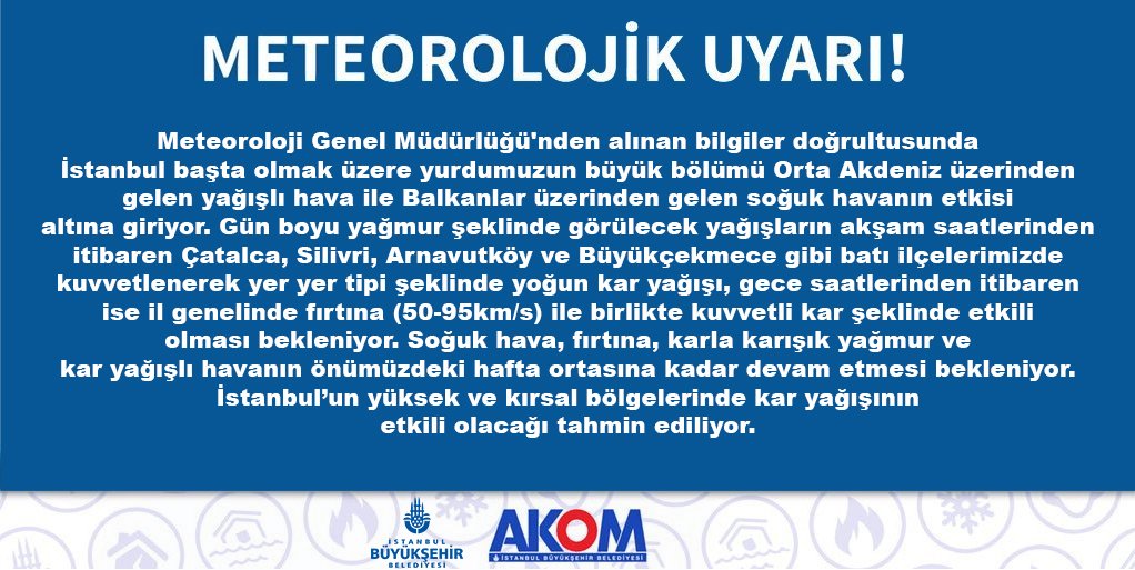 İstanbul için AKOM ve Beyaz Masa'dan peş peşe uyarı!