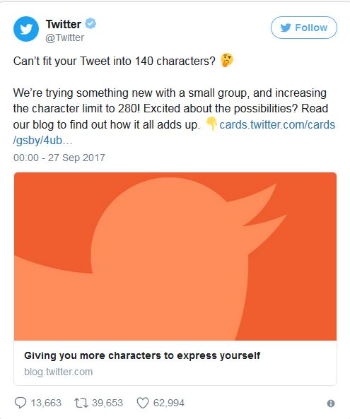 twitter 280 karakter oldu