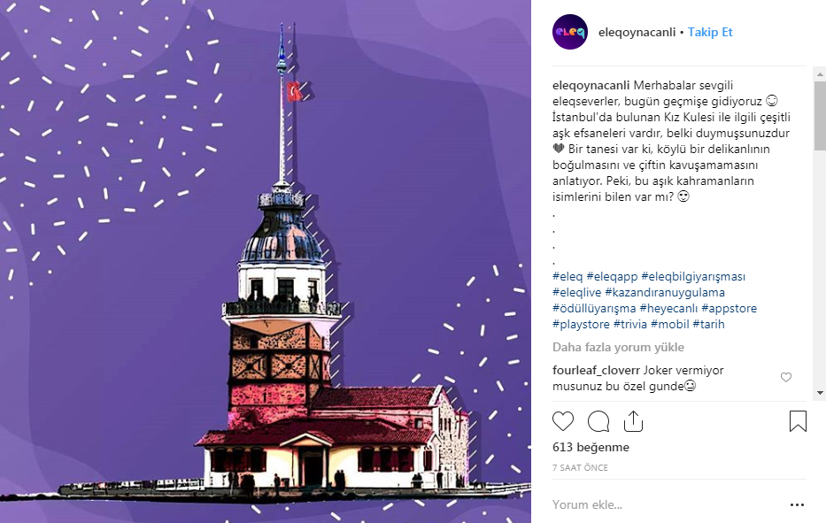 14 Şubat Eleq ipucu cevabı "Kız Kulesi efsanesinin kahramanları kimlerdir?"