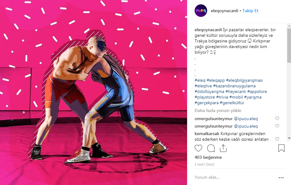 17 Şubat Eleq ipucu cevabı "Kırkpınar yağlı güreşlerinin davetiyesi nedir?"