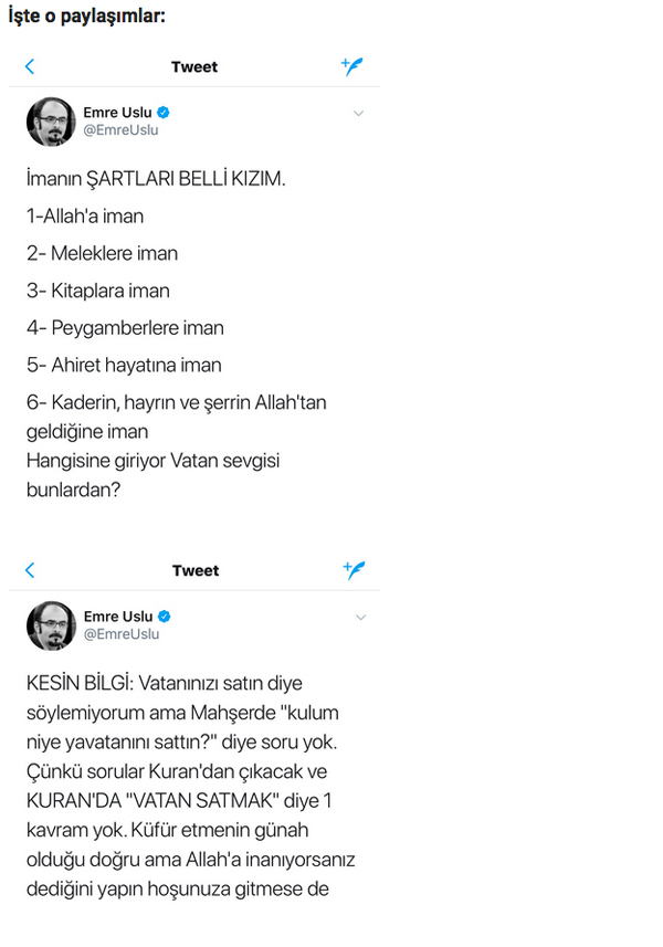 FETÖ'cü Emre Uslu'dan 'Vatan Satılabilir' Açıklaması