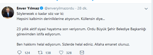 Ordu Belediye Başkanı görevinden istifa etti| Enver Yılmaz kimdir?