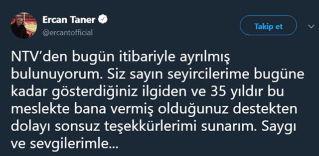 Ünlü spiker Ercan Taner NTV ile yollarını ayırdı