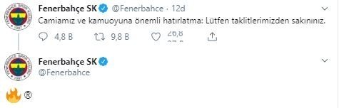 Fenerbahçe'den Galatasaray'a gönderme: Taklitlerimizden sakının!