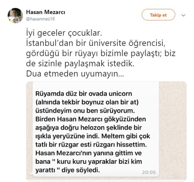 Hasan mezarcı'dan ilginç göndermeler: 'İnanmayan helak olacak!'