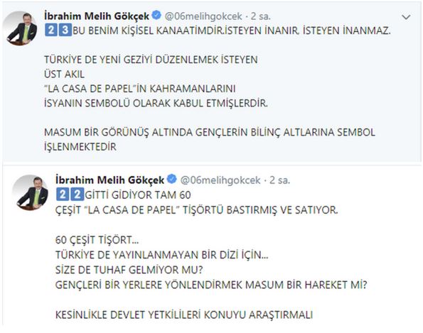Melih Gökçek, La Casa de Papel Hakkında "Devlet Yetkilileri Araştırmalı"