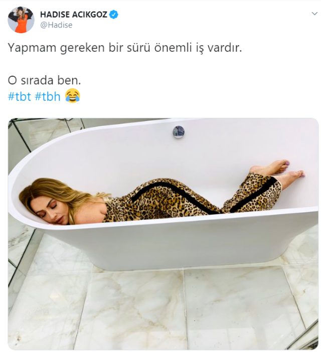 Hadise'nin küvet pozu çok konuşuldu