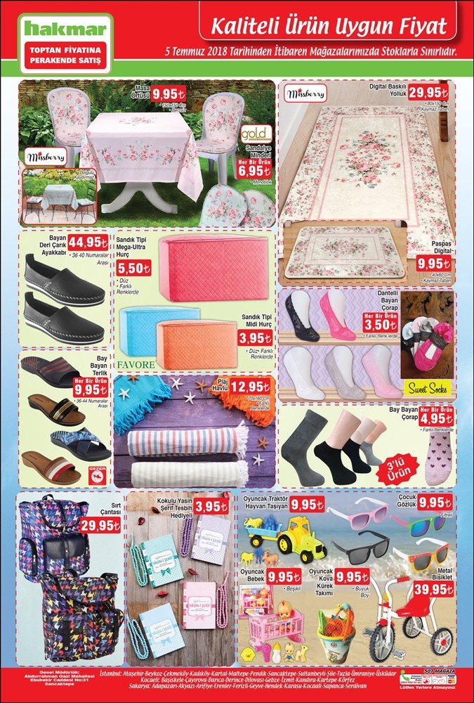 Hakmar Aktüel Ürünler Listesi 5 -12 Temmuz 2018