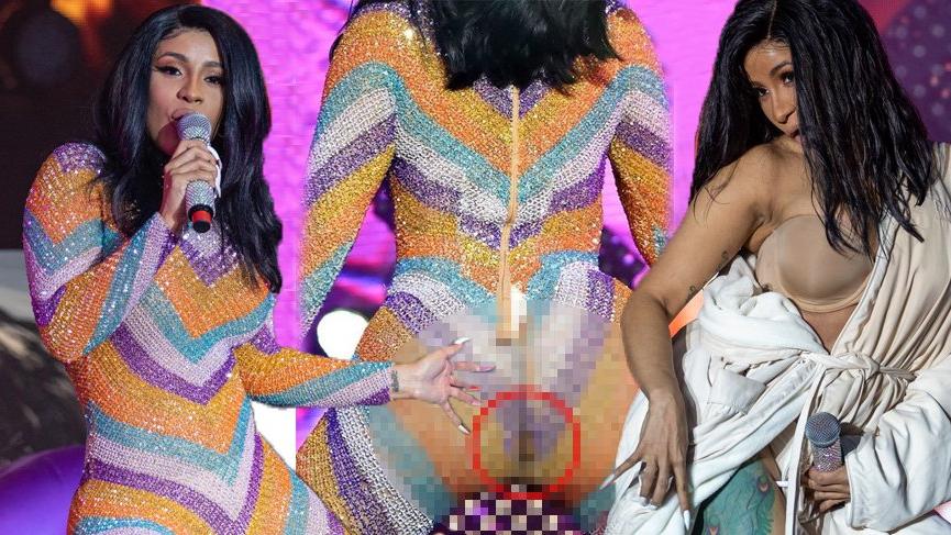 Cardi B konserde twerk yaparken kostümü yırtıldı