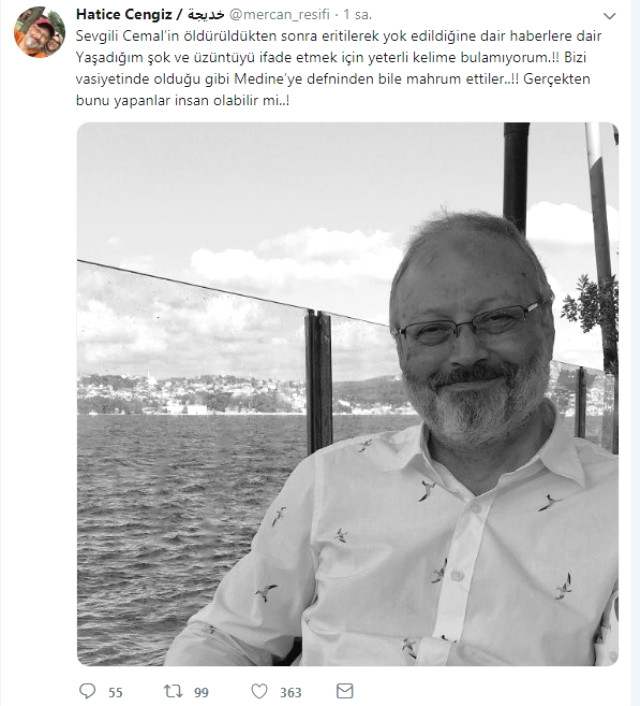 Cemal Kaşıkçı'nın nişanlısı Hatice Cengiz'den dikkat çeken "Medine" paylaşımı