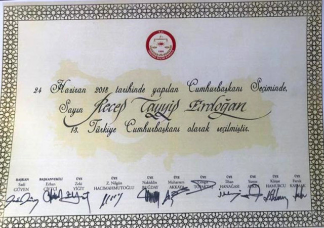 İşte Recep Tayyip Erdoğan'ın mazbatası