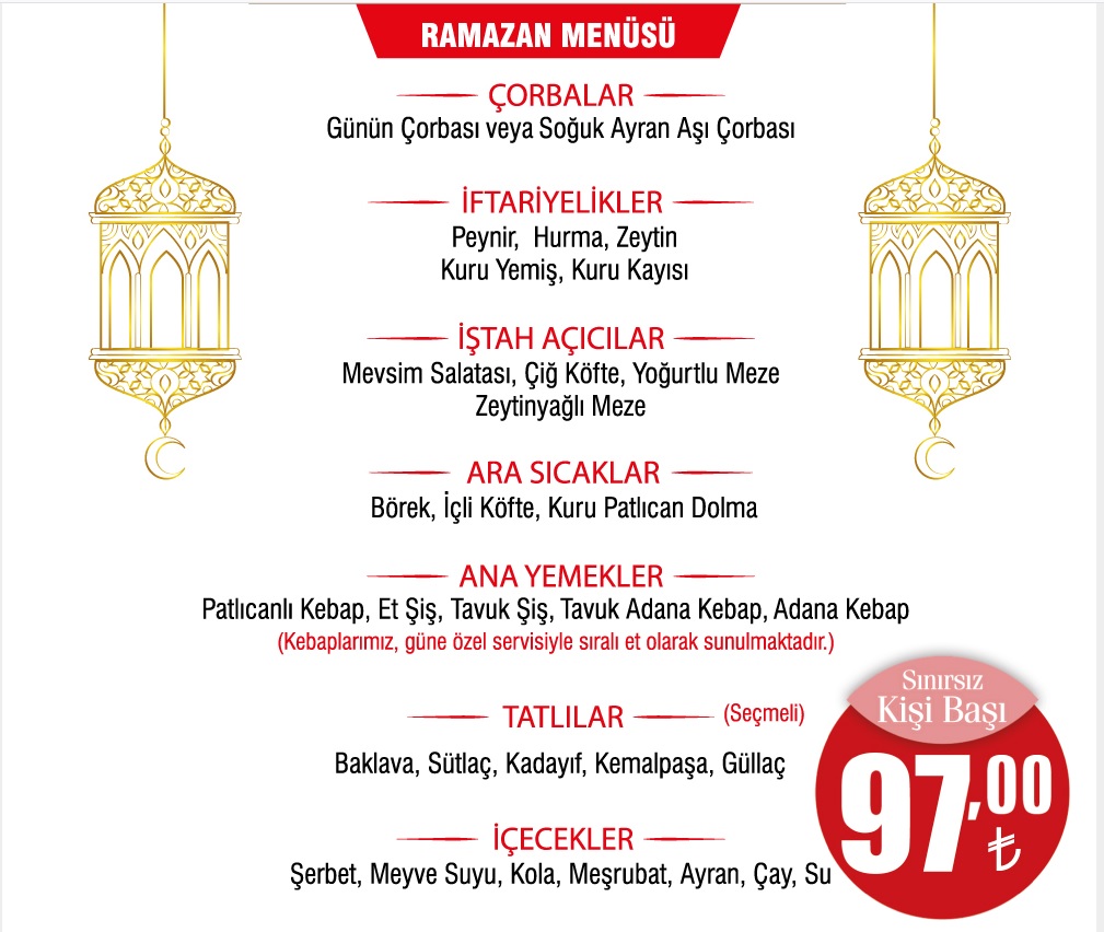Ziya Şark Sofrası iftar menüleri 2019