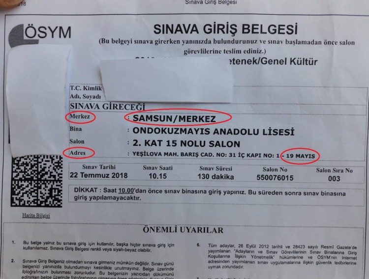 Samsun'da 20 aday yanlış okula gidince sinir krizi geçirdiler