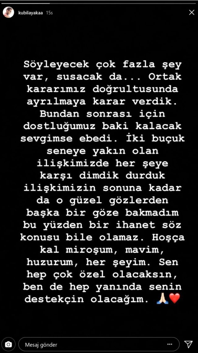 Kubilay Aka ve Miray Daner ayrıldı