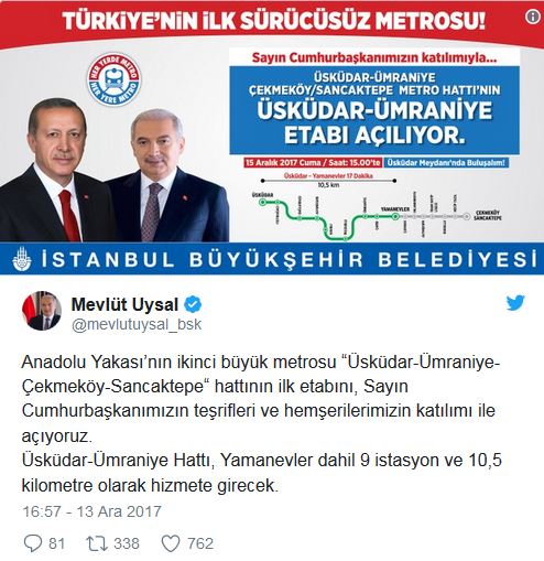 Türkiye'nin ilk sürücüsüz metrosu açılıyor
