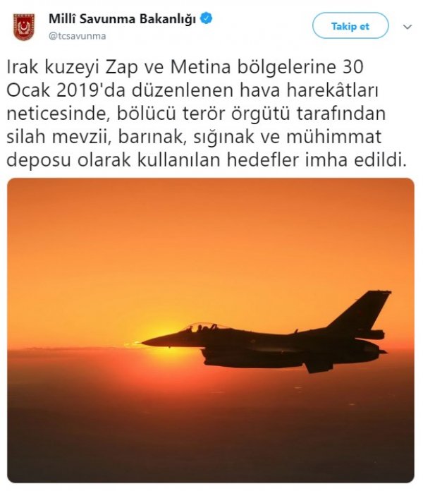 Kuzey Irak'taki PKK hedefleri vuruldu