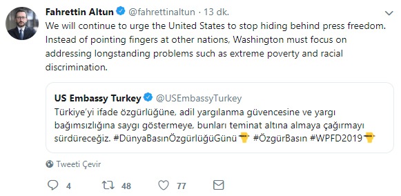 Cumhurbaşkanlığı'ndan ABD Büyükelçiliği'ne tepki