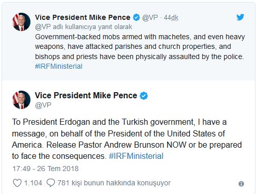 ABD'den Rahip Brunson tehdidi!