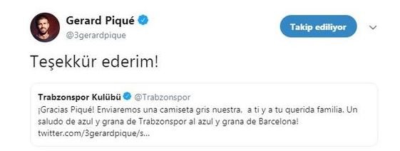 Gerard Pique Trabzonspor’a teşekkür etti