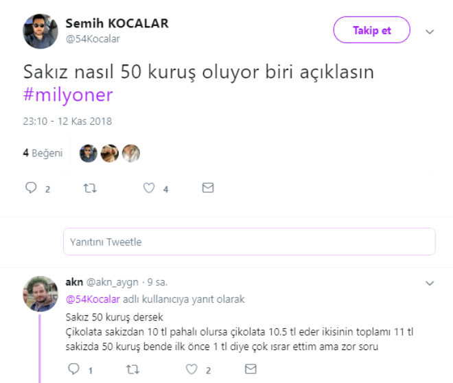 Kim Milyoner Olmak İster'de dikkat çeken matematik sorusu