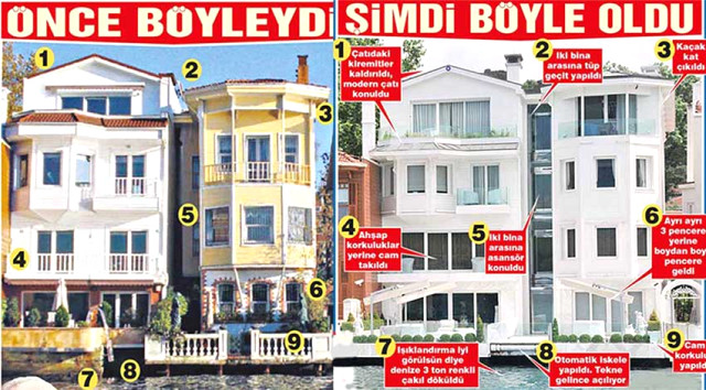 reza zarrab'ın yalısının kaçak bölümleri yıkılacak