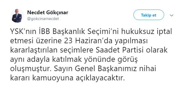 Saadet Partisi'nden flaş seçim açıklaması!