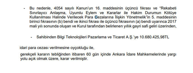 Sahibinden.com'a aşırı fiyat uyguladığı gerekçesi ile para cezası