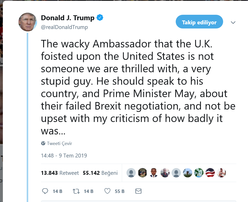 Trump'tan İngiltere büyük elçisine çok sert tepki: Çok aptal biri