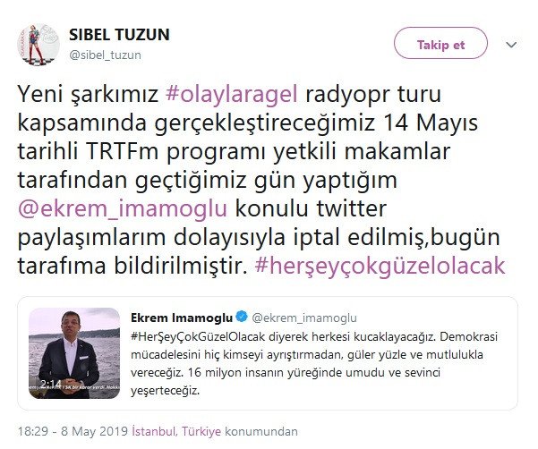 Trt, İmamoğlu yüzünden Sibel Tüzün'ün programını iptal etti