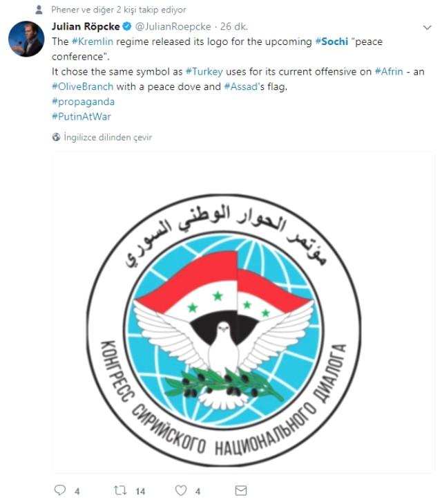 Soçi Zirvesi Logosuna Zeytin Dalı