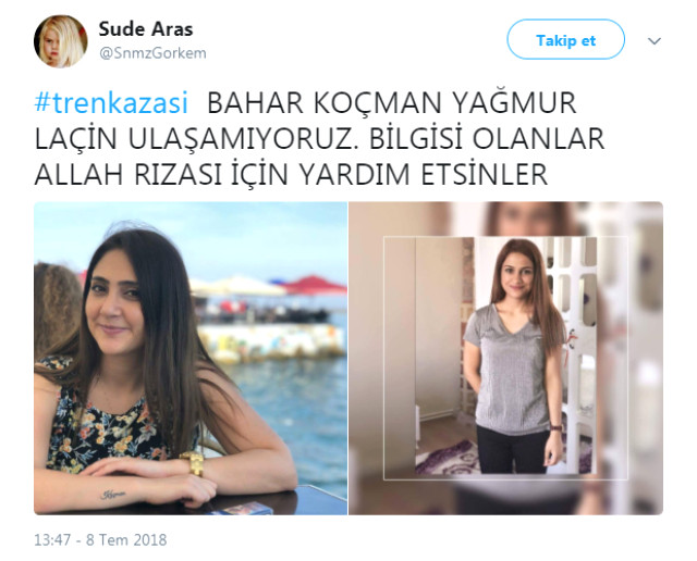 İşte Tekirdağ'daki tren kazasında kaybolanların isimleri!