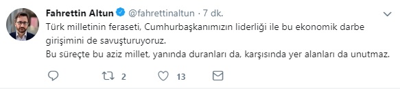 Cuhmurbaşkanlığı'ndan açıklama: Ekonomik darbe girişimini savuşturuyoruz