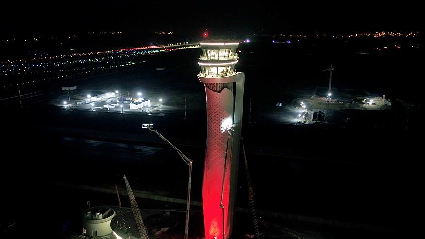 3. Havalimanı kulesi, Türk bayraklarına büründü