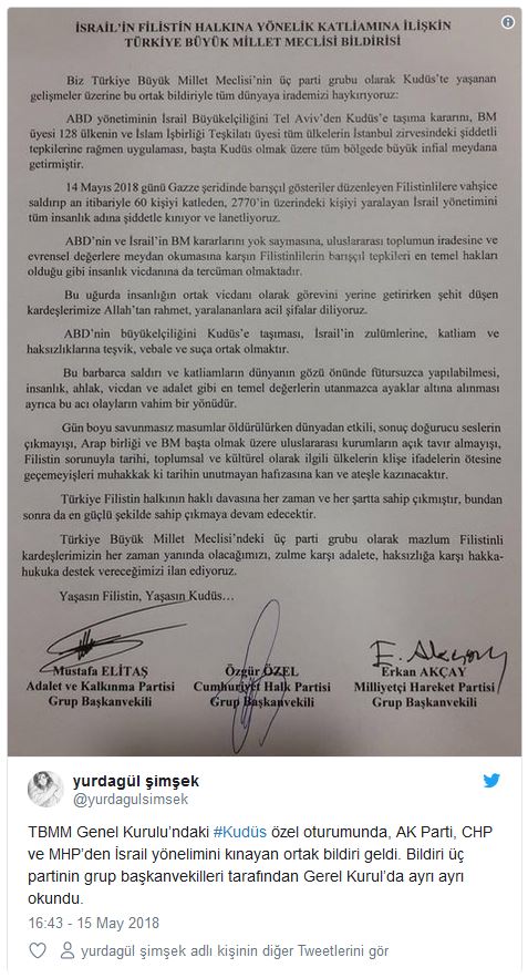 AK Parti, CHP ve MHP Gazze için ortak bildiri yayınladı, HDP imza atmadı