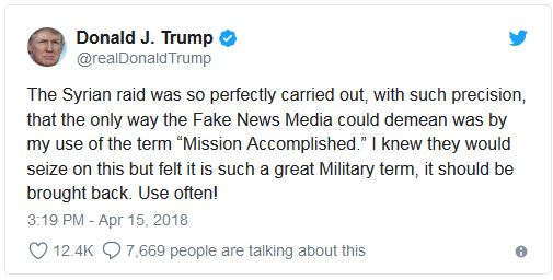 Trump'tan Yeni Tweet "Görev Tamam" Mükemmel Bir Askeri Terim