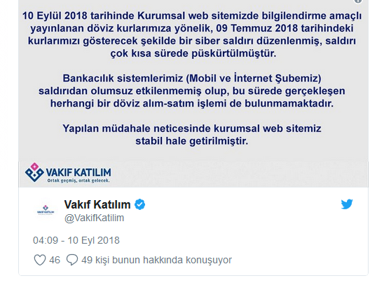 Vakıf Katılım Bankası'na siber saldırı
