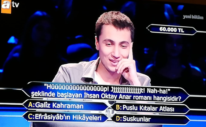 "Hüüüüüp!  JJjjjjjjjjt! Nah-ha!" şeklinde başlayan İhsan Oktay Anar romanı hangisidir