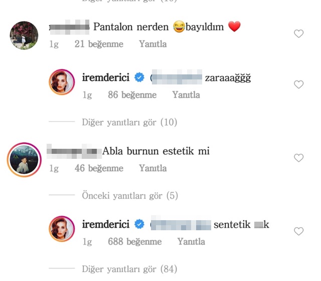 İrem Derici'den takipçisine küfürlü cevap