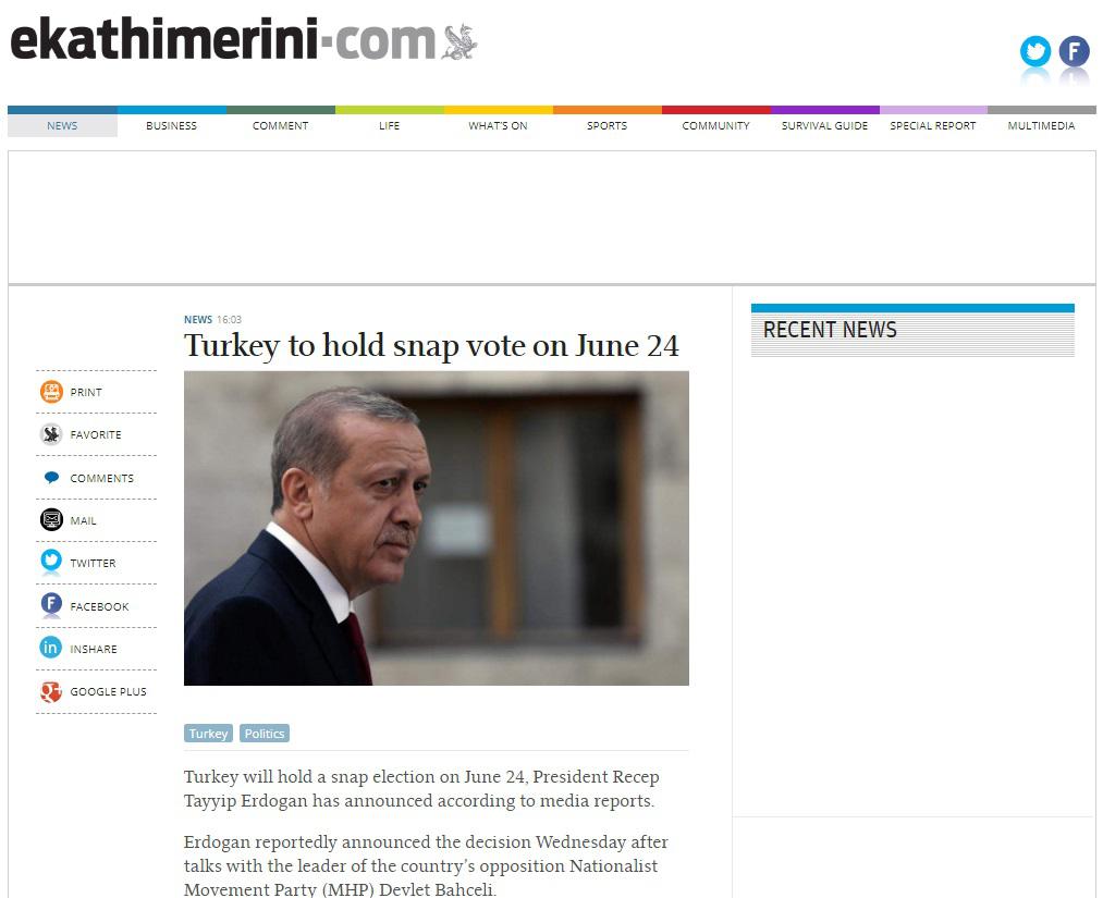 Erken Seçim Kararı Yabancı Basında Nasıl Yer Aldı?