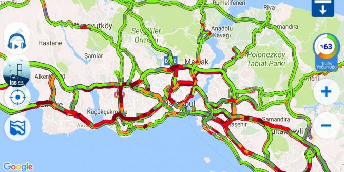 İstanbul’da trafik yoğunluğu yüzde 63’e çıktı