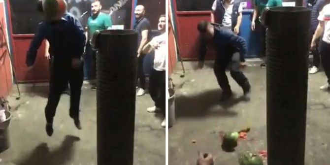 Sosyal medya fenomeni top yerine karpuza kafa attı! Video tıklanma rekoru kırdı