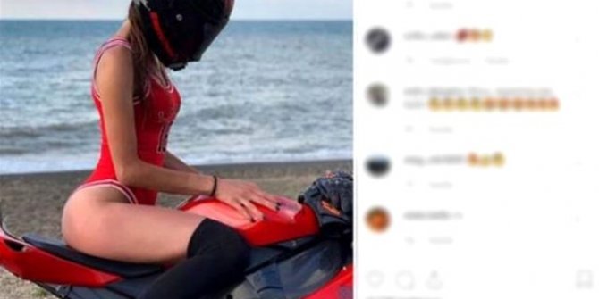 Rus sosyal medya fenomeni  Tanechka Ozolina motosikletiyle Trabzon'da